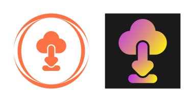 Okları olan bulut indirme simgeleri kümesi, vektör illüstrasyonu  