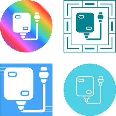 Elektrikli araç şarj bağlantısını gösteren renkli simgeler