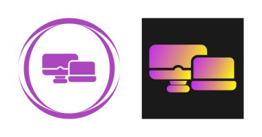Bilgisayar monitörü ve dizüstü bilgisayar web simgesi vektör çizimi