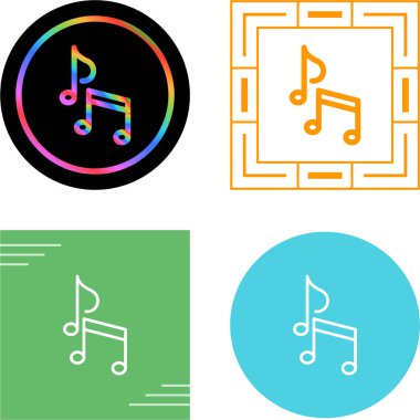 Minimalist vektör illüstrasyonunda soyut bir dizaynda melodiyi, ahengi ve ritmi sembolize eden iki müzik notası silueti yer alır. Müzik içeriği, logolar, albümler ve ses üretimi için ideal.