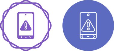 Web sayfası ya da uygulama için telefon simgeleri. uyarı işaretli mobil ekranlar