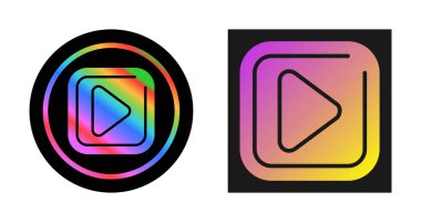 Yuvarlak kenarlı Kare Vektör Oynat Simgesi Simgesi