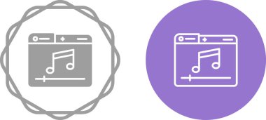 Beyaz arkaplan üzerinde nota simgeleri olan bilgisayar web sayfaları, vektör illüzyonu  