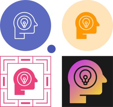 İnsan kafası ve ampul ikonu web tasarımı