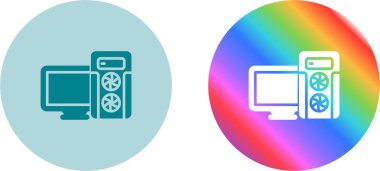 Bilgisayar Simgesi Beyaz Arkaplanda İzole Edildi, Vektör Resimleri 