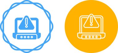 beyaz arkaplanda izole edilmiş uyarı simgelerine sahip dizüstü bilgisayarlar, vektör illüstrasyonu  