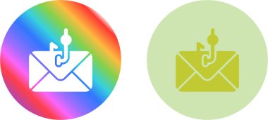 Çevrimiçi kişisel bilgileri bir e-posta zarfında yakalayan bir olta kancasının satır simgesi