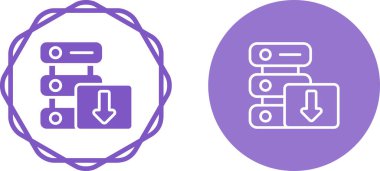 Satır sunucusunu veri depolama simgesiyle beyaz arkaplanda ayır. vektör.