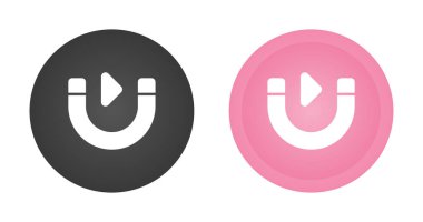 Beyaz arkaplan, vektör illüstrasyonunda mıknatıslar ve çalma düğmeleri simgeleri ayarlandı  