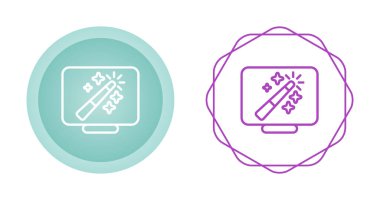 Bilgisayar monitör simgesini. Düz Pc sembolü. Vektör çizim 