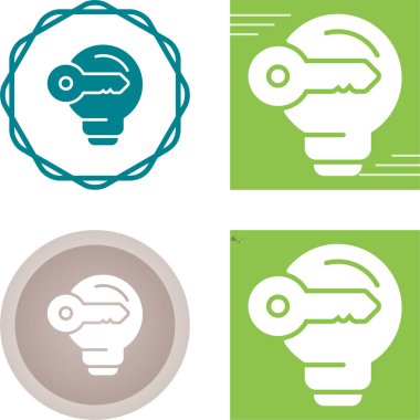 Anahtar simgeli ampul, vektör illüstrasyonu basit tasarım