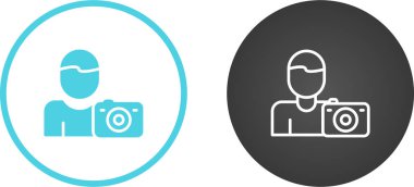 Kameralı erkek fotoğrafçıların basit simgeleri 