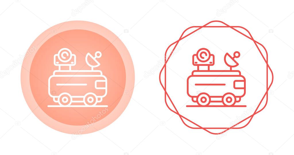 Van an antenna outline vector icon. Thin line black van an antenna icon, flat vector simple element illustration from editable mechanicians concept isolated stroke on white background