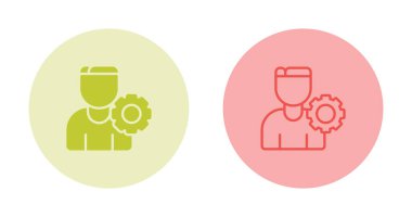 Man and Gear Icon Design. İnsan Kaynakları Vektör Simgesi. İçerideki Adam Glifi Simgesi. Beyaz Arka plan 'da izole edilmiş. Vektör İllüstrasyonu