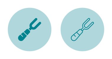 Uygulama arayüzü için bir bahçe çatalının katı ve çizilmiş simgeleri.