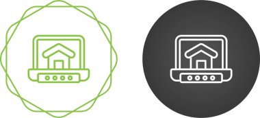 beyaz arkaplanda izole edilmiş ev simgelerine sahip dizüstü bilgisayarlar, vektör illüstrasyonu  