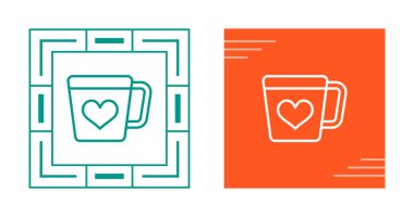 Kalp ağı simgesi vektör illüstrasyonlu fincan