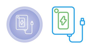 Powerbank konsepti. Sancaklar, el ilanları ve web siteleri için modern taslak yüksek kaliteli illüstrasyon. Düz stil olarak düzenlenebilir vuruş. Aygıtın satır simgesi.