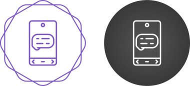 beyaz arkaplanda sohbet simgesi olan satır akıllı telefonu. 