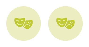 Tiyatro maskeleri beyaz arkaplanda izole edilmiş düz stil simgesi.