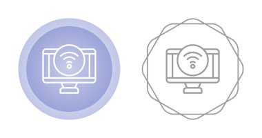 Wifi simgesi bilgisayar ekranı vektör illüstrasyonuna ayarlandı  