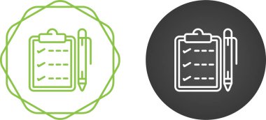 Kalem simgelerine sahip kontrol listesi, vektör illüstrasyonu 