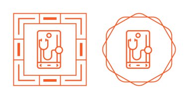 Akıllı telefon tanısı, doğrusal simge. Steteskop ve akıllı telefon. Düzenlenebilir vuruşlu satır