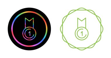 Birincilik ödülü simgeleri belirlendi, vektör illüstrasyonu 