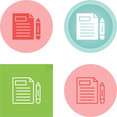 düz kalem ve kağıt, vektör illüstrasyonu