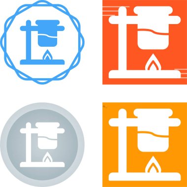 Kimya Deneyi Matara ve Bunsen Yakıcı Simgesi