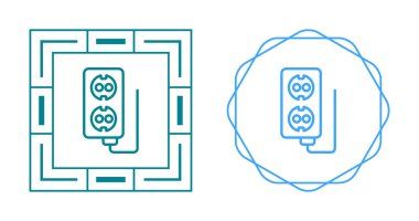 Uzatma kablosu çizgi simgesi. Mobil konsept ve web tasarımı için doğrusal biçim işareti. Outlet dış hat vektör simgesi ile uzatma kablosu. Güç bandı sembolü, logo illüstrasyonu. Vektör grafikleri