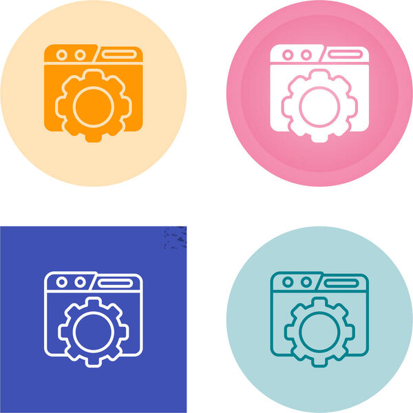 set line computer cpu with gear icon isolated on white  