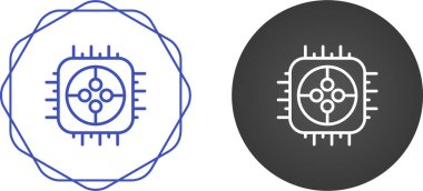 Mikro devre simgeli işlemci beyaz arkaplan oluşturdu. vektör