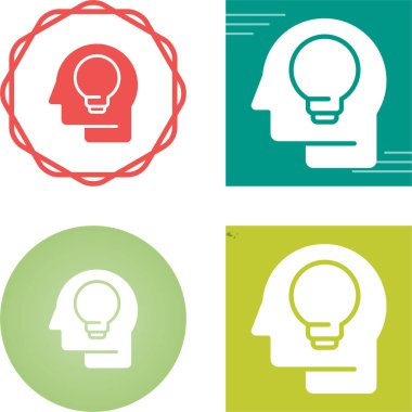 Ampul simgelerine sahip baş, vektör illüstrasyonu