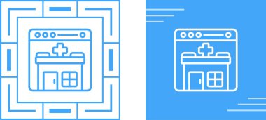 Renk çizgisi hastane binası simgesi beyaz arkaplanda izole edildi. 