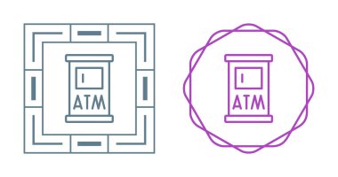ATM makineleri arka planda izole edilmiş simgeler. vektör illüstrasyonu 