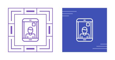 Video arama simgeleri ayarlandı, Avatar sembollü akıllı telefon. vektör illüstrasyonu
