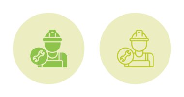 Miğferli inşaat işçisi renk simgeleri koydu. iş ve onarım kavramı