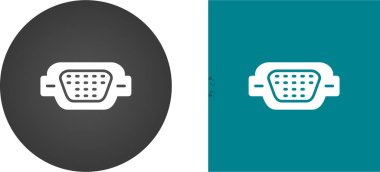 Vga Port Simgesi İnce Çizgisi ve Glyph Vektör Simgesi Çizimi