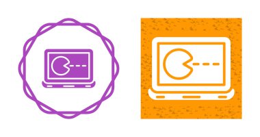 Dizüstü bilgisayar simgeleri üzerindeki video oyunu vektör illüstrasyonunu ayarla 