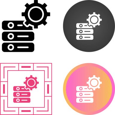 Veritabanı yönetim simgeleri ayarlandı, vektör illüstrasyonu