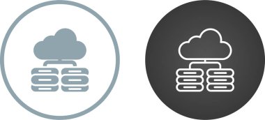 Bulut, bilgi işlem, sunucu simgesi vektör görüntüsü. İletişim, bağlantı, teknoloji için de kullanılabilir. Web uygulamaları, mobil uygulamalar ve basılı medya için uygundur.