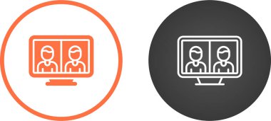 Düz grafik çizimi. Basit ağ simgeleri. bilgisayar monitörleri ve erkek avatarları 