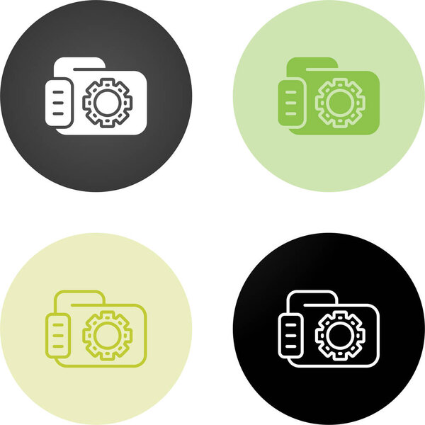 Folder with Gear Icon, Data Settings Icon Isolated on White Background 