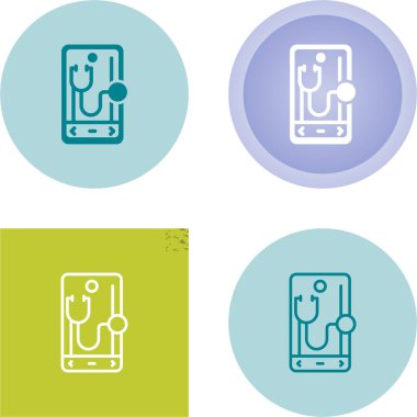 Akıllı telefon tanısı, doğrusal simge. Steteskop ve akıllı telefon. Düzenlenebilir vuruşlu satır