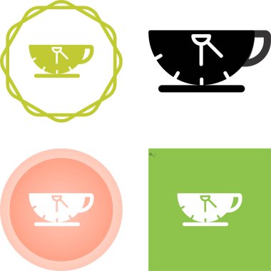 Şekillendirilmiş çay fincanı saat simgeleri dört renk varyasyonunda