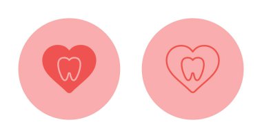 kalp simgeleri içindeki dişler, vektör çizimi basit tasarım