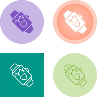 Fitness takip cihazı akıllı saat ve teletıp konsepti düzenlenebilir çizgi ana simgesi beyaz arkaplan düz vektör illüstrasyonunda izole