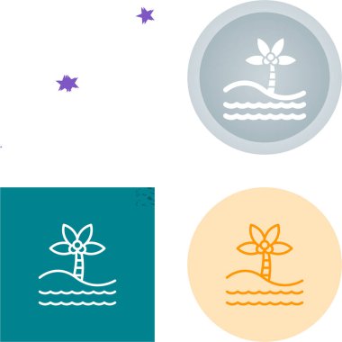 Beyaz arkaplanda izole edilmiş palmiye ağacı simgeleri. 