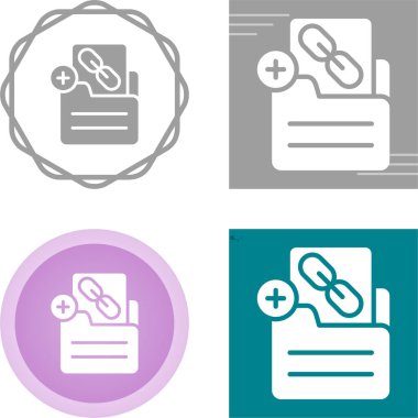 Belge ekle bağlantı simgeleri ayarlandı, vektör illüstrasyonu